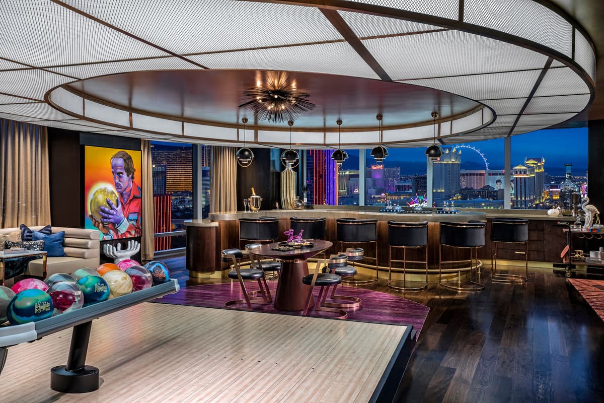 Custom wood flooring in a bar interior